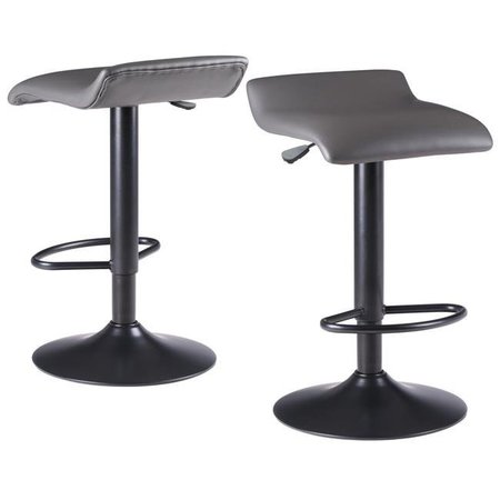 WINSOME WOOD Winsome Wood 16232 34.4 in. Tarah Set Air Lift Adjustable Stool; Black & Gray - 2 Piece 16232